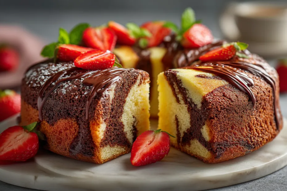 Манник в стиле «зебра» с какао и ягодами