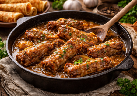 Беру 1 кг свиных ребер и делаю пряженину — вкуснятина в густой подливе по-старинному