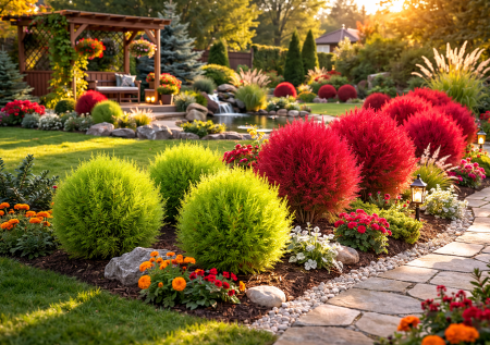 Сначала зелёный шар, затем красный: красивый многолетник сделает сад необычным