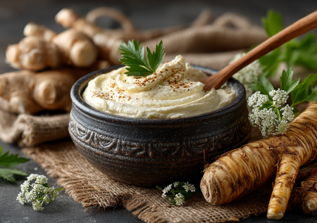 Натер хрен, смешал со сметаной и забыл на ночь — утром там соус, который теперь просят к любому мясу. Бесподобно!