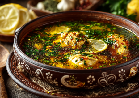 Долго искал рецепт сытного, но не тяжелого супа. Нашел в Грузии: чихиртма с курицей, луком и яйцом. Лимон и кинза творят чудеса!