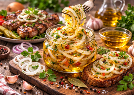 Его охота добавлять везде: маринованный лук с жареным маринадом — храните баночку в холодильнике для любого блюда