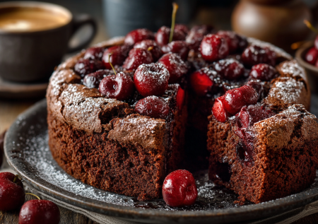 Этот кекс с вишней — для настоящих фанатов шоколада! Нежный, влажный, с кислинкой и аппетитными трещинками сверху