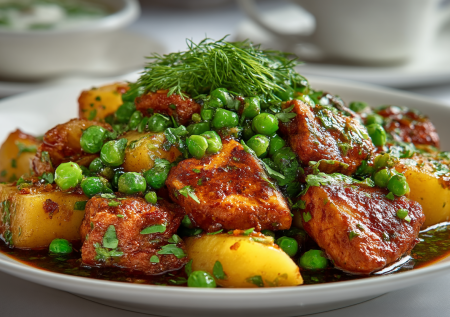 Беру банку горошка и добавляю в горячее — картошка и курица превращаются в обалденный ужин