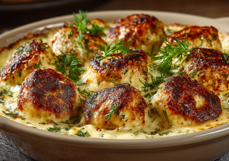 Вместо скучных рыбных котлет делаю фрикадельки в сливочном соусе. Сначала в духовку на 5 минут, потом заливаю сыром — и вуаля