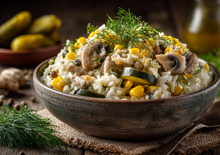 Салат «Монастырский» с рисом и грибами — классика Великого поста: сытный, заменит ужин