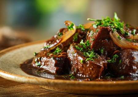 Печень с овощной поджаркой: один трюк — и она тает во рту