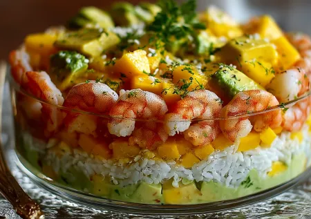 Слоеный салат с креветками: тропический рай у вас на кухне за 20 минут