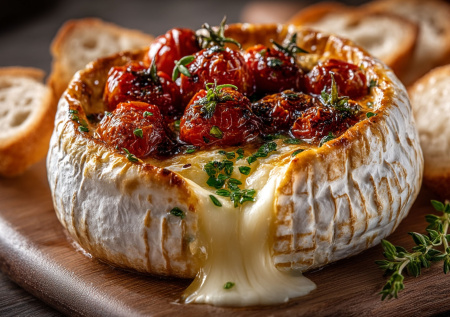 Запеченный камамбер с помидорами — французская закуска за 15 минут