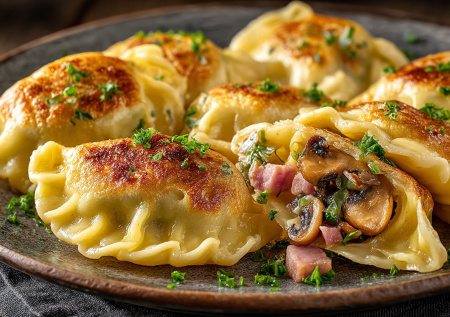 Пельмени с ветчиной и грибами — необычная начинка для любимого блюда дома