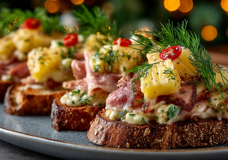 Сладко-соленая закуска на 8 Марта — под любые напитки: брускетты с ананасами — элементарный рецепт