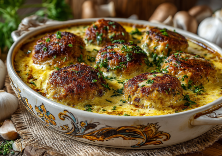 Постные грибные котлеты в духовке под сметанным соусом — пальчики оближешь! Сочные, ароматные, с нежной подливкой