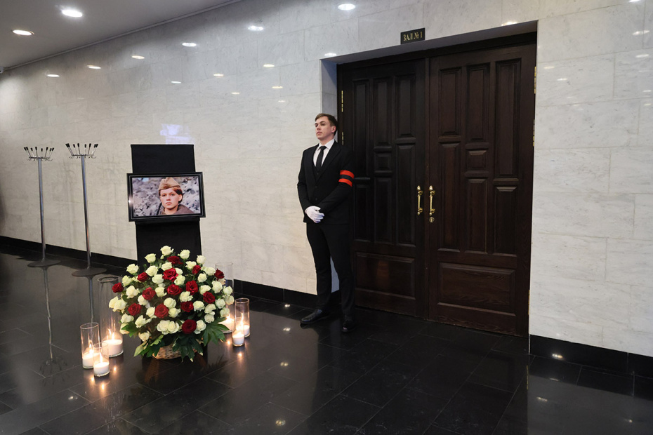 Церемония прощания с актрисой Ириной Шевчук в Большом зале ЦКБ в Москве