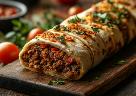 Взяла тонкий лаваш и немного фарша — и на столе румяный рулет, который просят приготовить снова. Ужин за 20 минут