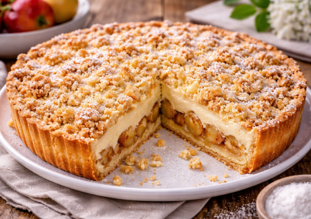 Нашла рецепт пирога «Мама шарлотки» и об обычной забыла! Нежный, с кремом и крошкой, гости думают, что из кондитерской