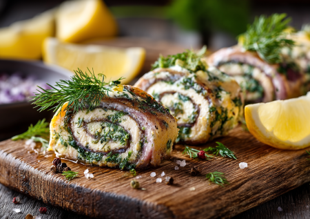 Скумбрия вкуснее красной рыбы — хитрый рулет с пряностями и лимонным «салом»