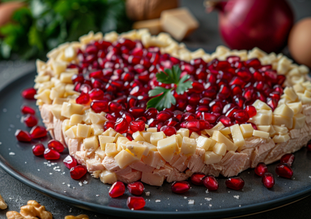 Любовный салат-сердце «Искушение» с орехами и гранатом