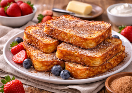 Гренки на молоке теперь не в почёте — лью сливки и жарю так. Получаются как во французском кафе с идеальной корочкой