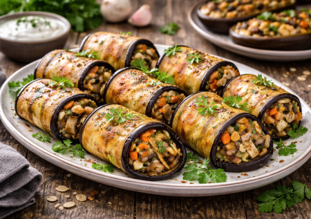 Рецепт для Великого поста-2026: рулеты из запечённых баклажанов с овощной начинкой. Вкусно и просто