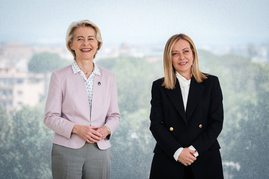 Председатель Европейской комиссии Урсула фон дер Ляйен и премьер-министр Италии Джорджа Мелони