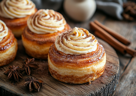 Знаменитые синнабоны дома: воздушные булочки с корицей и сливочной глазурью. Тесто на опаре и крем-сыр — объедение!