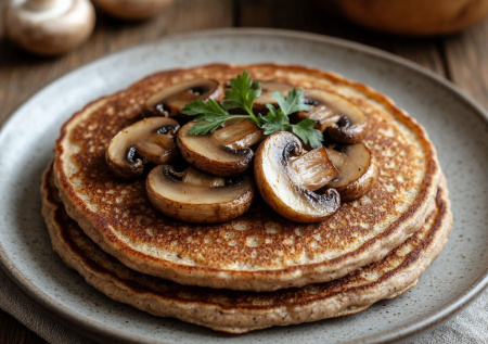 Гречневые оладьи с грибами — деревенская классика для постного стола. Без яиц и молока, вкусно и без сметаны