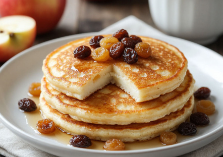 В пост балую себя рисовыми оладьями с яблоком и изюмом — нежные, ароматные, как райский десерт. Идеально для поста и ПП