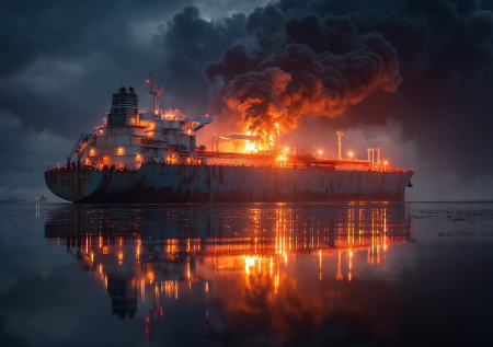 У берегов Ирака вспыхнули нефтяные танкеры после атаки