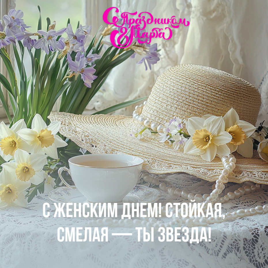Поздравительная открытка на 8 марта