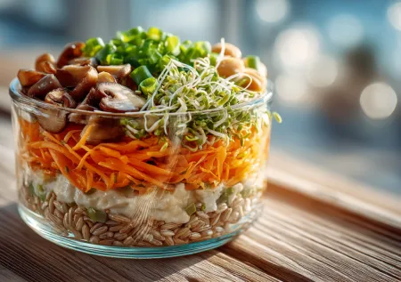 Постный и полезный салат с секретом: один злак заменит и картофель, и рис