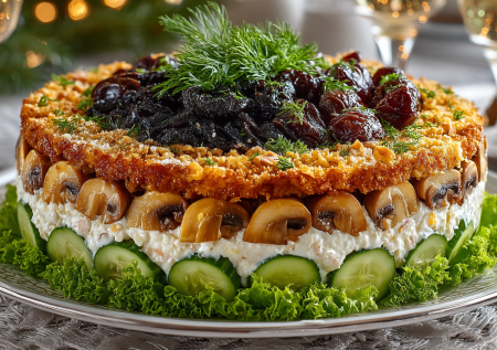 Салат «Анастасия» с черносливом: украсит праздничный стол на 8 Марта даже в Великий пост