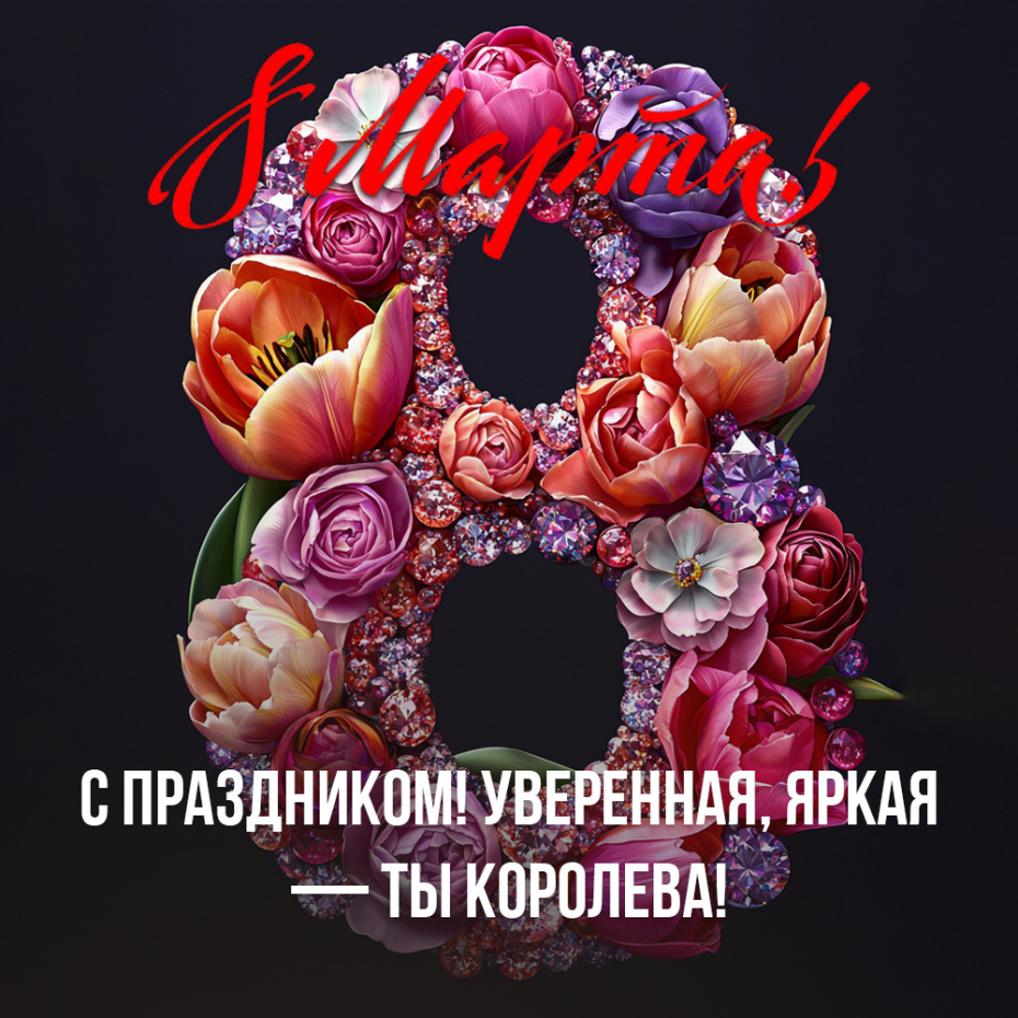 Праздничная открытка к 8 Марта онлайн бесплатно
