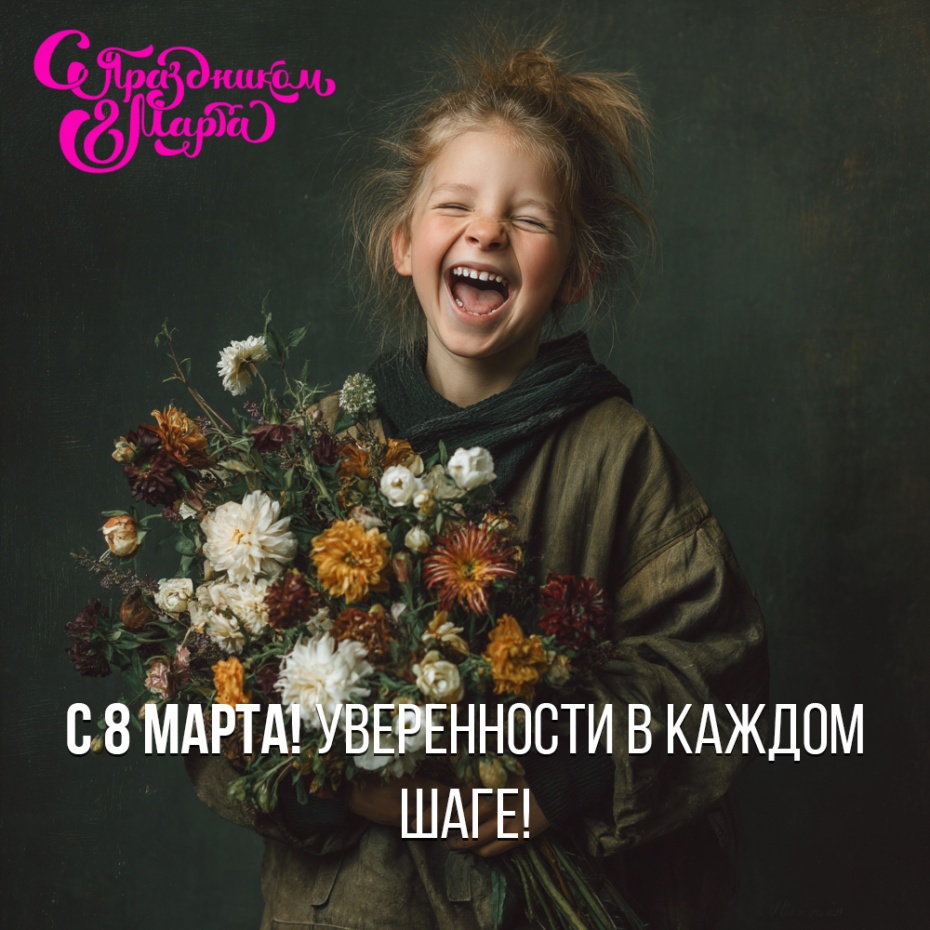Открытка с поздравлением на 8 марта