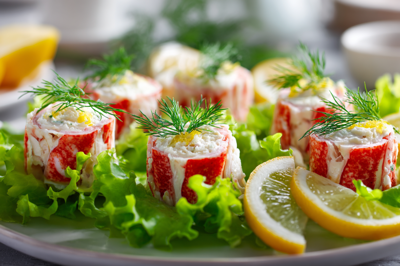 Крабовые палочки, фаршированные сыром и зеленью — лучшая закуска весны