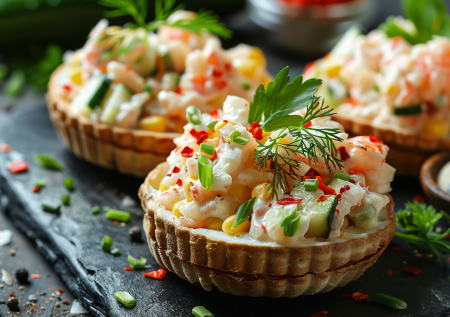 Секретный салат с крабовыми палочками к ужину