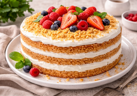 Этот сметанник печется прямо на бегу: простой торт с шикарным вкусом — всегда получается нежным