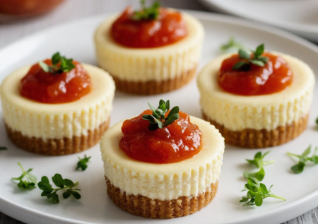 Подала к столу несладкие чизкейки — мини-закуска с томатным мармеладом покорила всех. Идеально на ужин и перекус