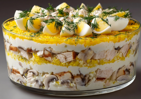 «Подружка» на столе — и все девочки в восторге: такой нежный и сытный салат идеален под бокал шампанского