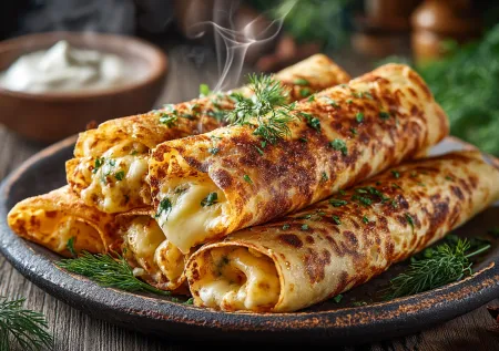 Трубочки из лаваша с яйцом и сыром — хрустящий завтрак за 15 минут