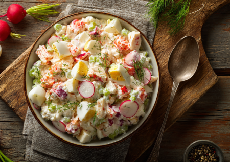 Нежный салат «Алинка» к 8 Марта: простой рецепт из крабовых палочек, который удивит гостей