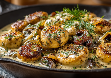 Эти шампиньоны в сметане — мой главный кулинарный аргумент на все случаи. 20 минут — и на столе соус к стейку или горячая закуска