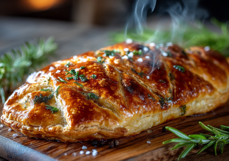 Этот пирог с сибасом — мой кулинарный фокус. Результат — идеально нежное филе в хрустящем слоеном тесте