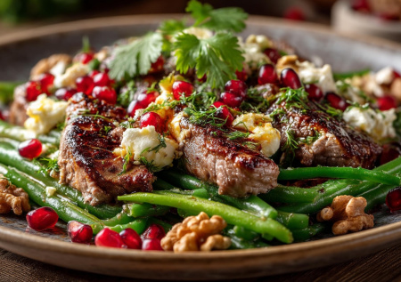 Рецепт салата с телятиной и стручковой фасолью в грузинском стиле