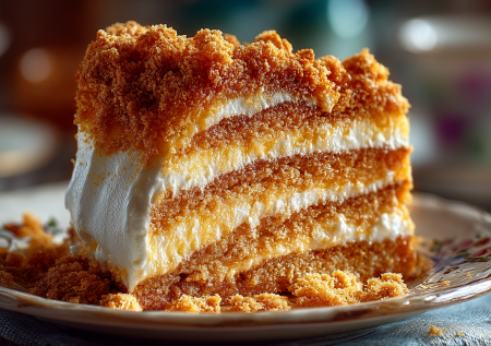 «Дамский каприз» — тот самый десерт, который сводил с ума ароматом. Готовим с тончайшими коржами и бархатным кремом