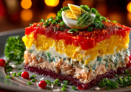 Салат «Пионерка» на праздники — яркая свежесть и нежность в каждом слое праздничного стола