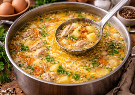 Вместо надоевшей лапши варю суп с яичной паутинкой — простой и очень вкусный бюджетный рецепт