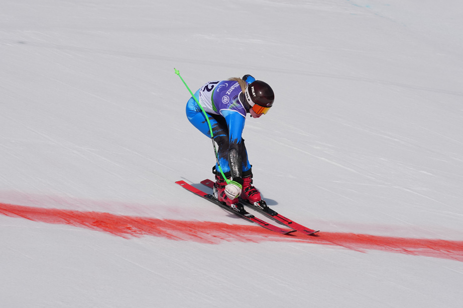 Варвара Ворончихина на трассе супергиганта среди женщин на соревнованиях по горнолыжному спорту XIV зимних Паралимпийских игр в Италии