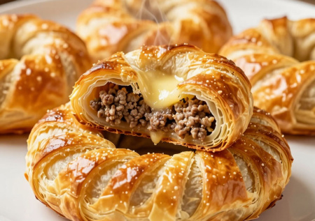 Пачка теста и полкило фарша — через полчаса на столе румяные кольца: проще пиццы, вкуснее пирожков, а готовятся сами