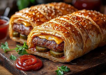 Беру слоеное тесто и готовлю ленивые закрытые бургеры: просто, и есть удобно — ничего не вываливается