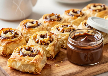 Мажу слоеное тесто «Нутеллой» — через 20 минут на столе хрустящее чудо: любимые завитушки к чаю